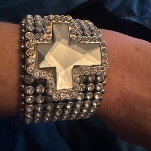 Silver Crystal Cross Bracelet